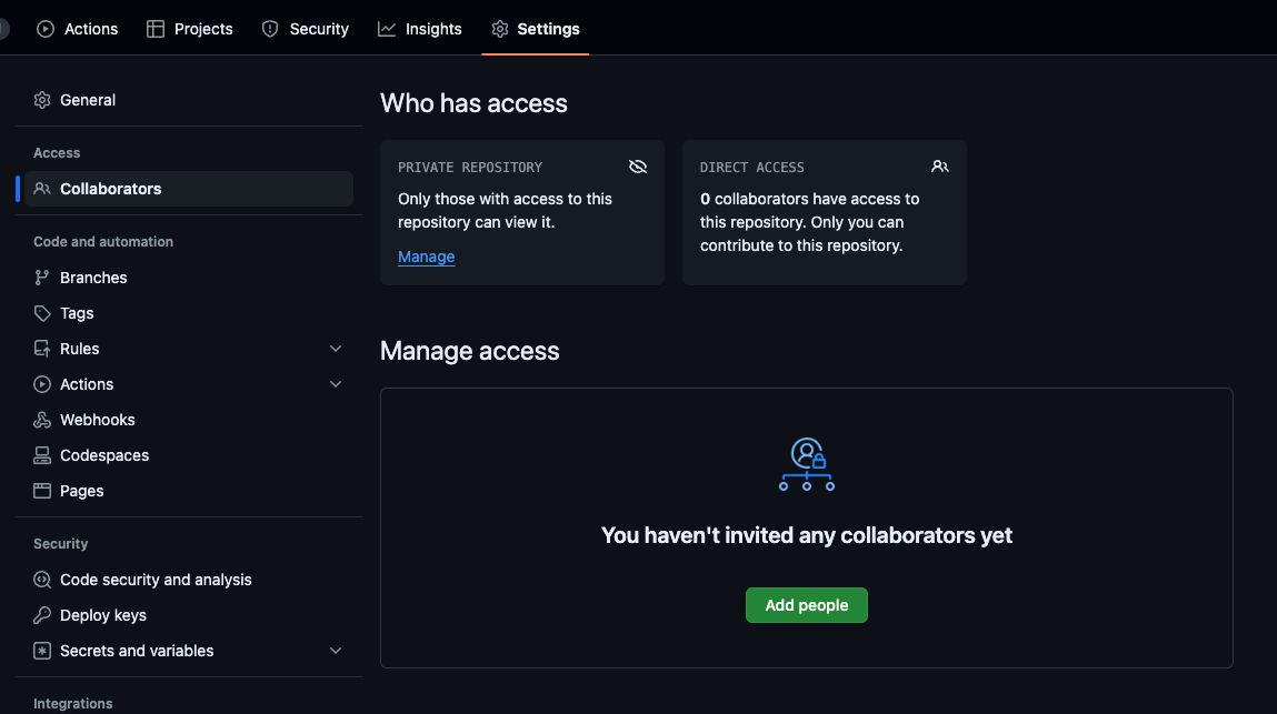 Collaborators settings page