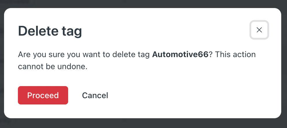 Delete tag modal