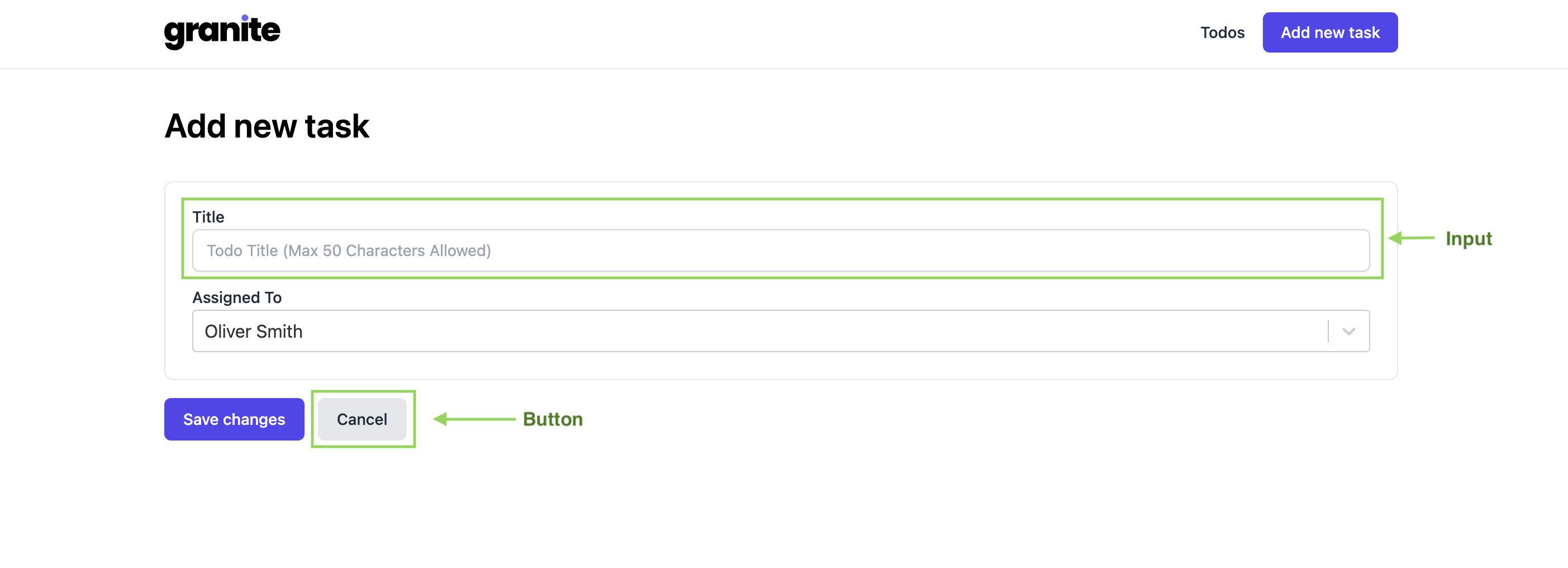 Input and button components