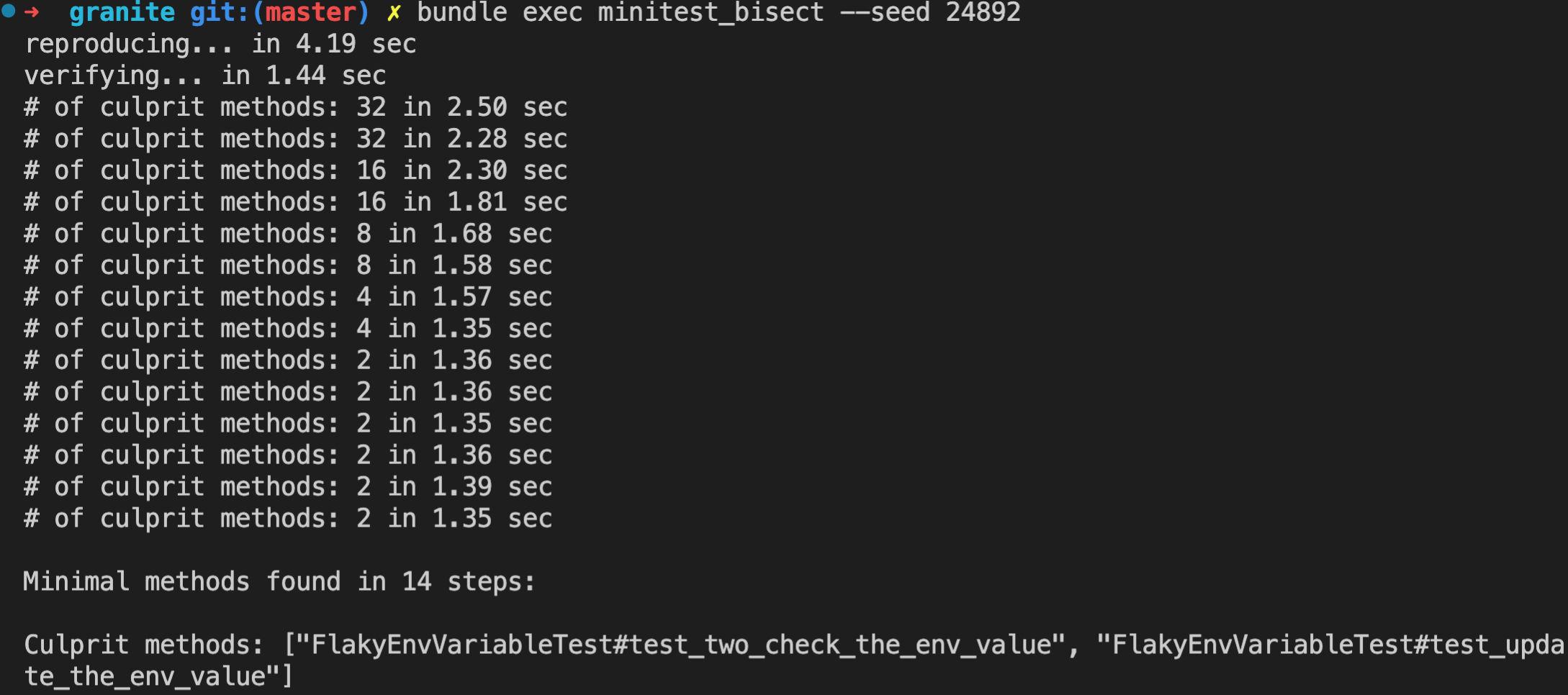 minitest-bisect output 1