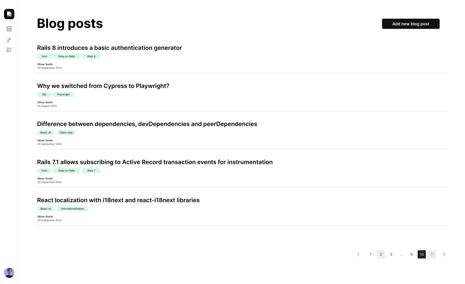 Post listing page