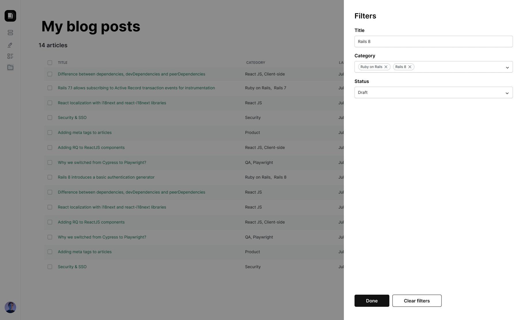 Search filters