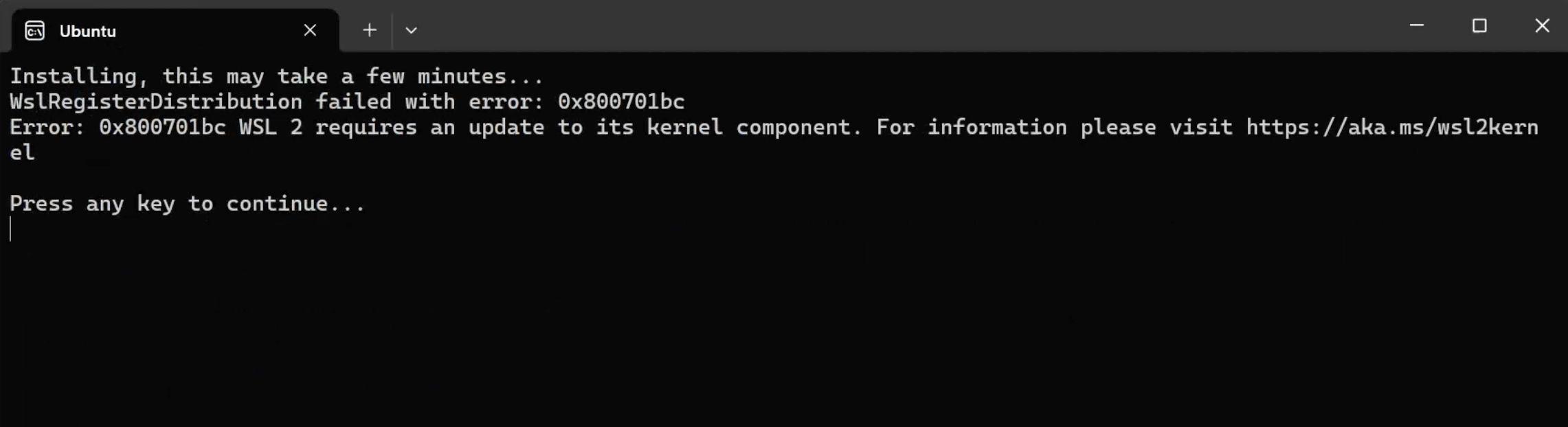 WSL kernel error